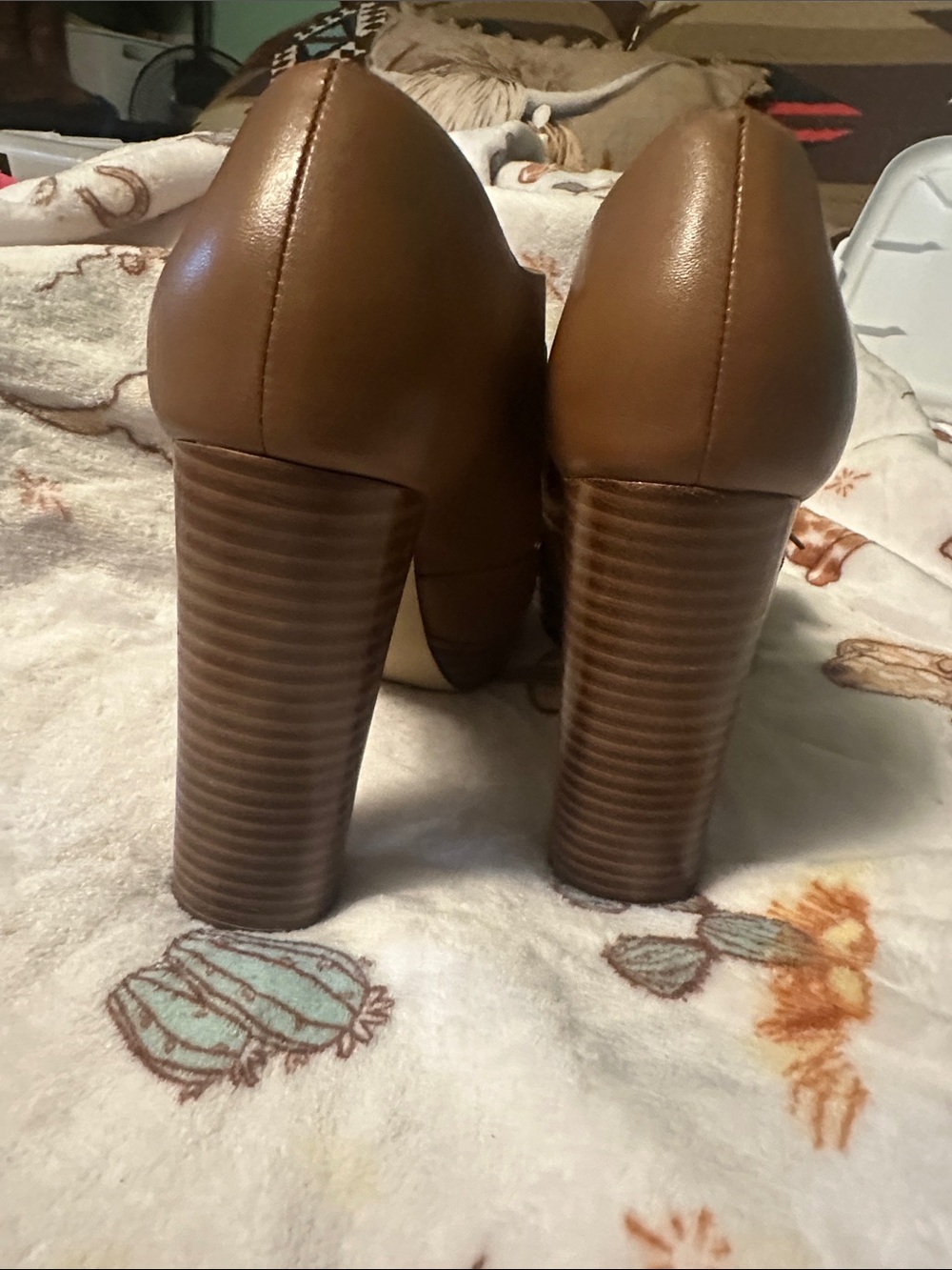 Michael Kors Tan Brown Leather Platform Peep-Toe Heels with Buckle - Picture 2 of 10